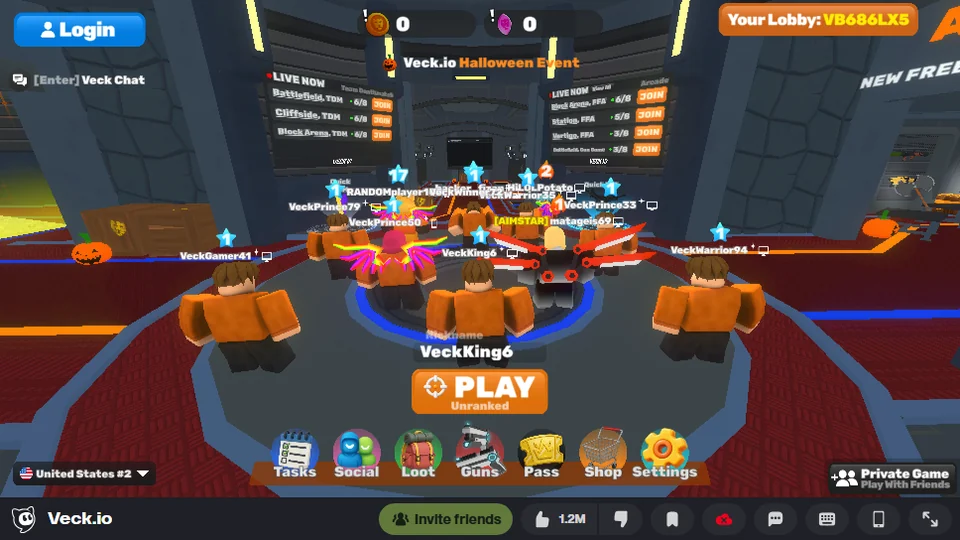 Veck.io のロビー画面